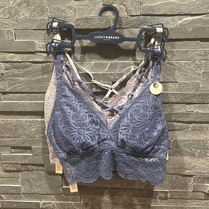 Lucky Brand Stretch Lace Adjustable Straps Removable Pads Bra/Bralette 2 pc Set
